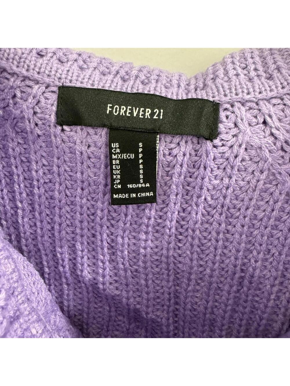 NWOT Forever 21 Purple Ribbed Cable Knit Off the Shoulder Sweater- Size Small - Picture 3 of 3